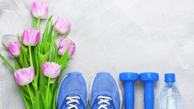 Tulips with exercise equipment