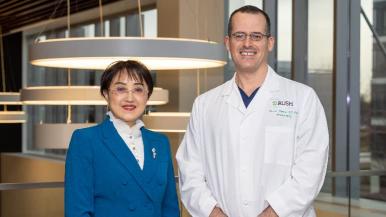 Hong Wu, MD, and Ricardo Fontes, MD, at RUSH University Medical Center.