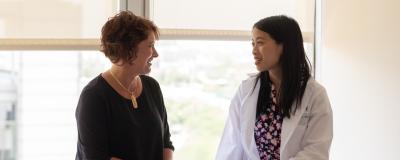 RUSH oncologist Audrey Kam, MD, with a patient.