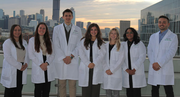 PGY2 class of 2025-2026: Kara, Samantha, Laurynas, Dionisia, Tessa, Bijal, and Nicholas