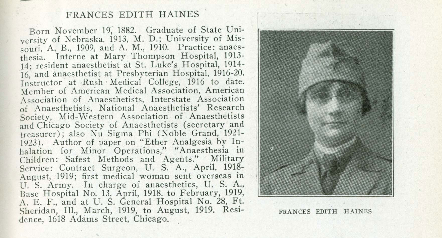 Frances Edith Haines, MD