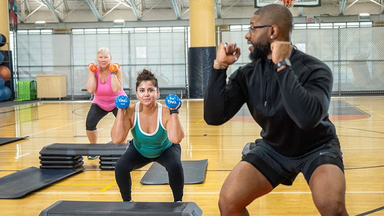 Workout class at the Rush Copley Healthplex