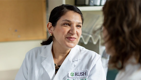 Rush doctor with a patient