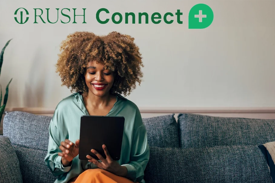 Woman using a table for telemedicine