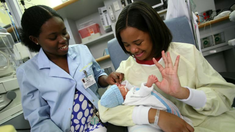 A mother with her baby at Rush University Medical Center