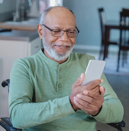 Older man using telemedicine
