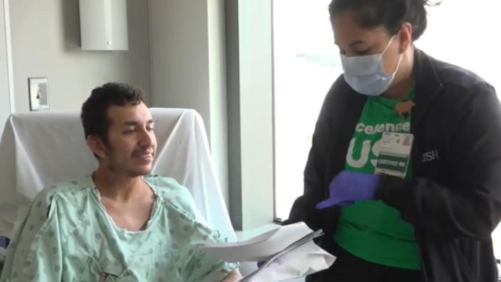 Nurse helping patient