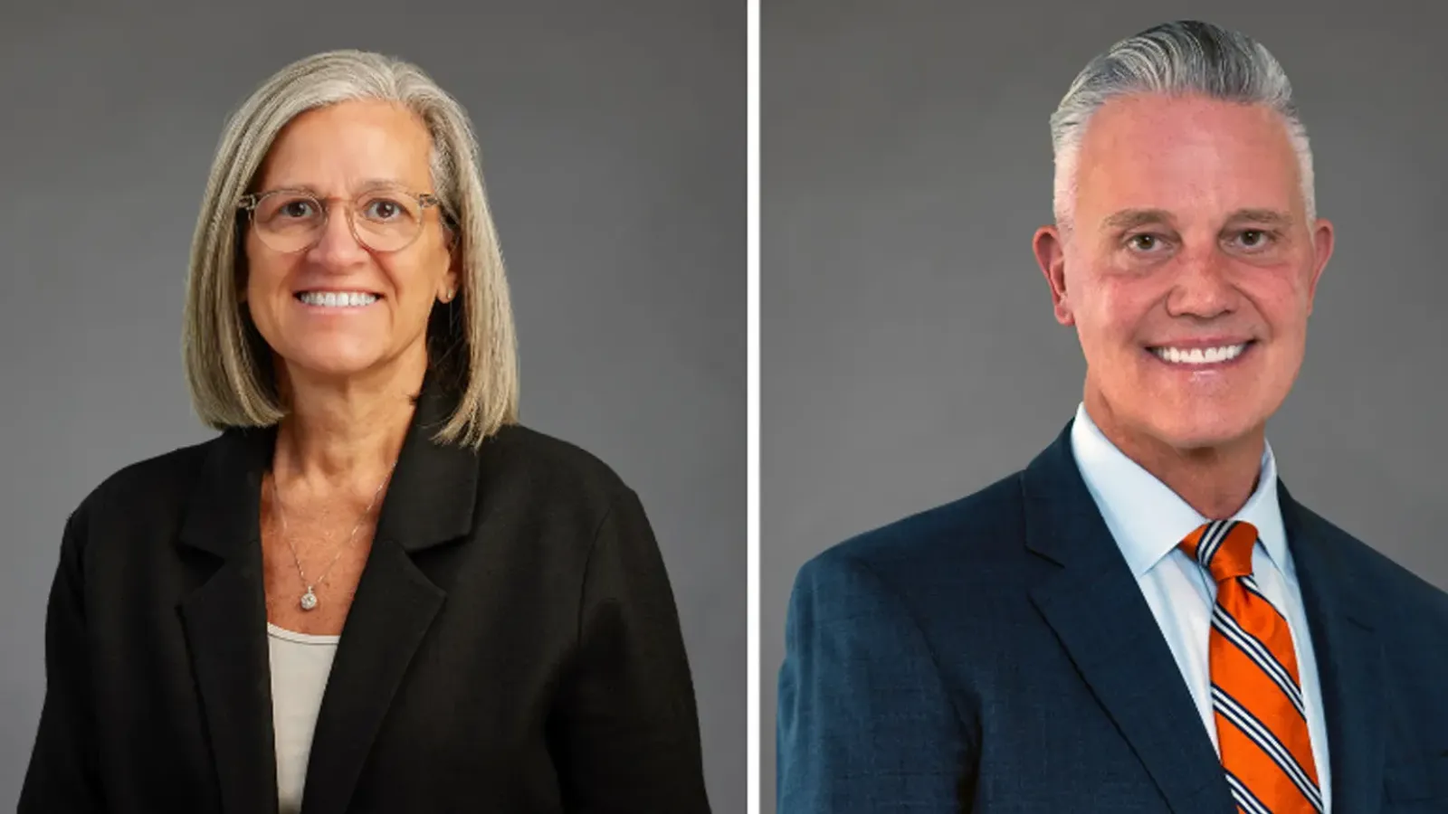 Rush College of Nursing alumni Julie Hoff, PhD, RN, FNAP, FAAN, and Steven Brockman-Weber, DNP, RN, MSHSA, FACHE, NEA-BC, CENP