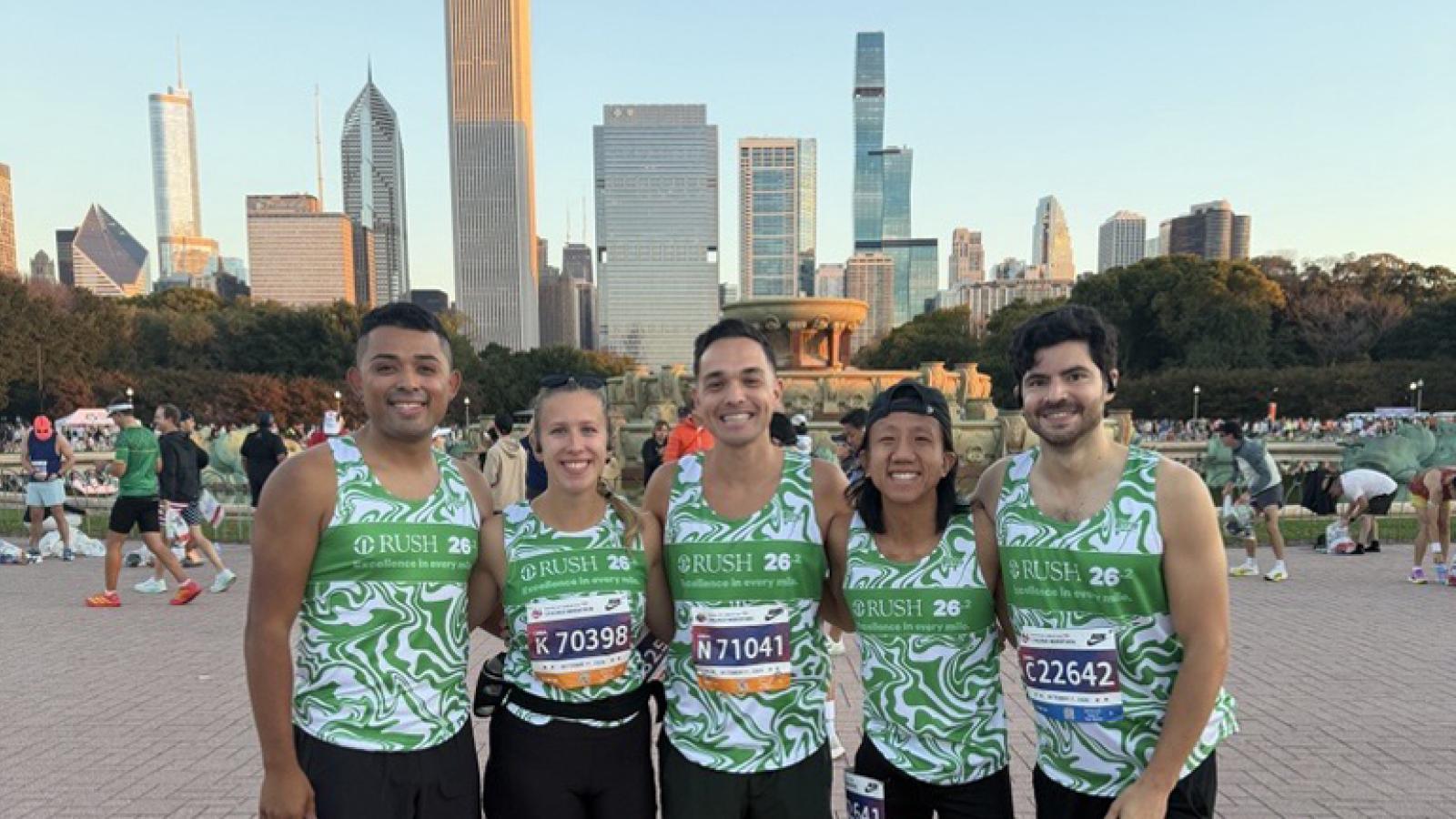 Five members of Team Rush at the Chicago Marathon