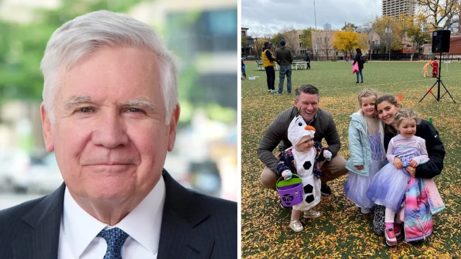 Head shot of Bill Conway, and group photo of the Conway family