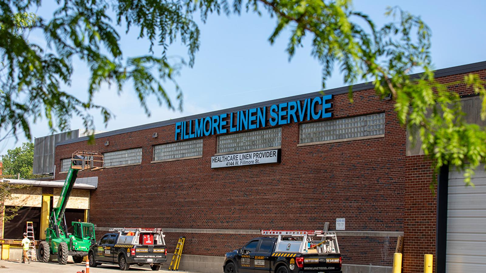 Exterior of the Fimore Linen Service building