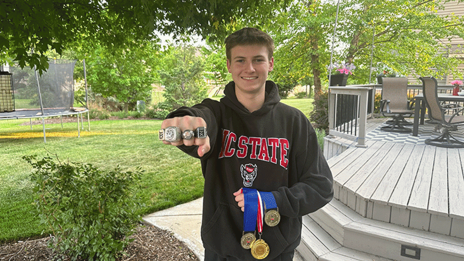 Sam and his cheer awards
