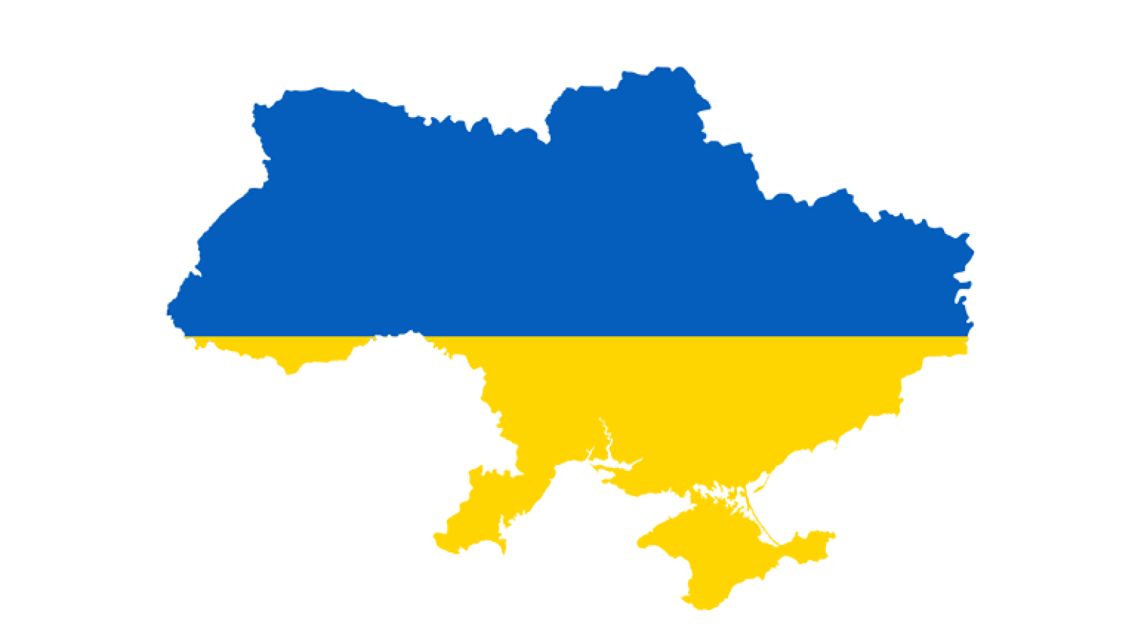 A map of Ukraine in the colors (blue and yellow) of the country's flag
