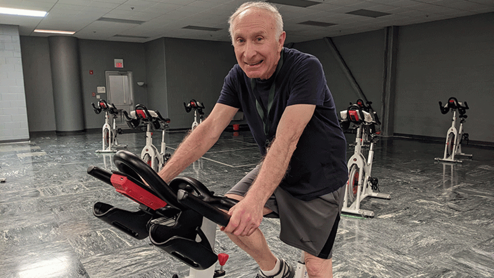 Wayne keeps active on exercise bike