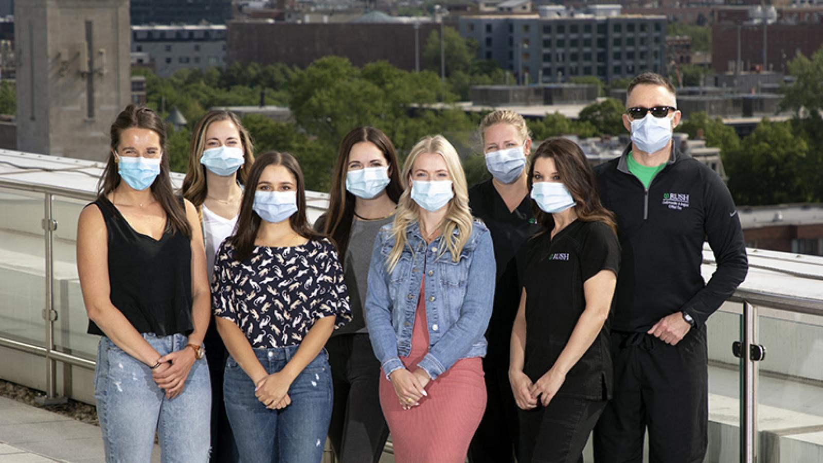 Nurses from the cardioscience unit in Rush University Medical Center's rooftop garden