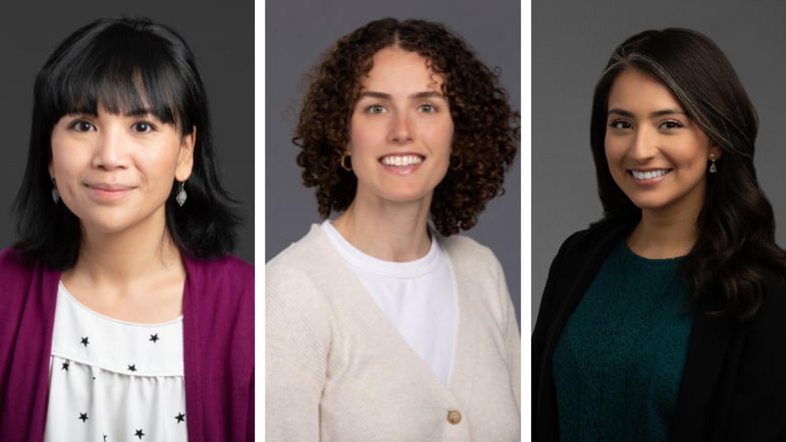 Headshots of three nurses side by side