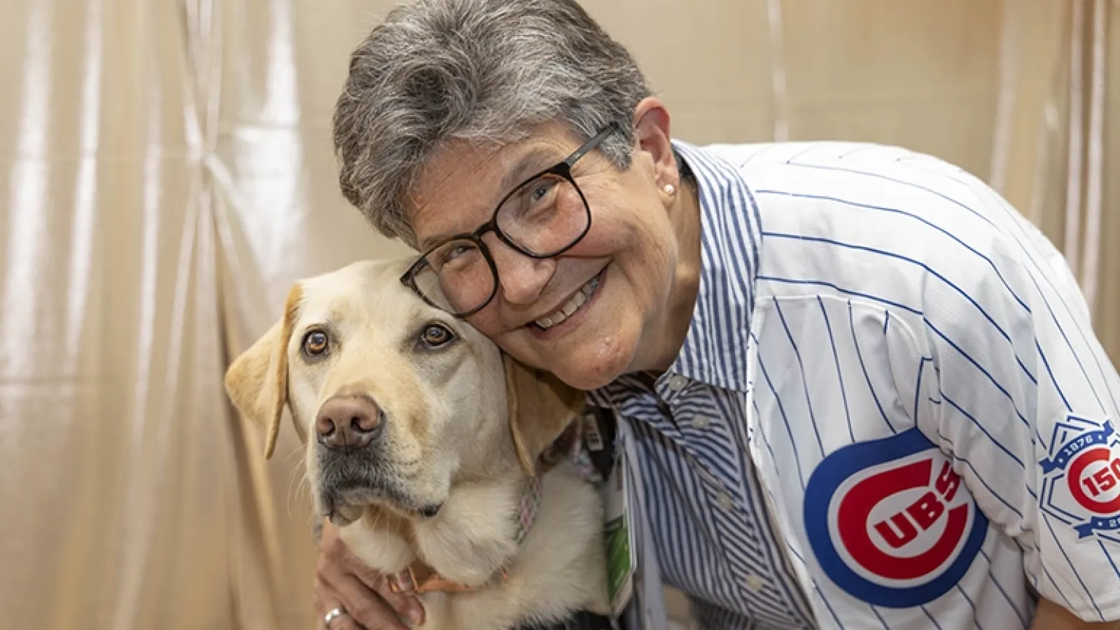 Jean Silvestri with Tyra, the facility dog
