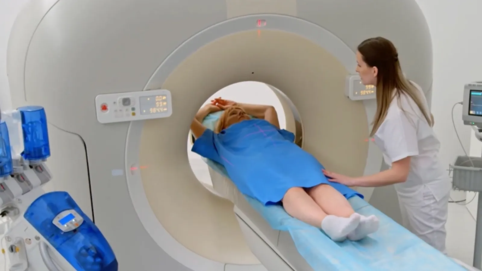 Woman getting CT scan