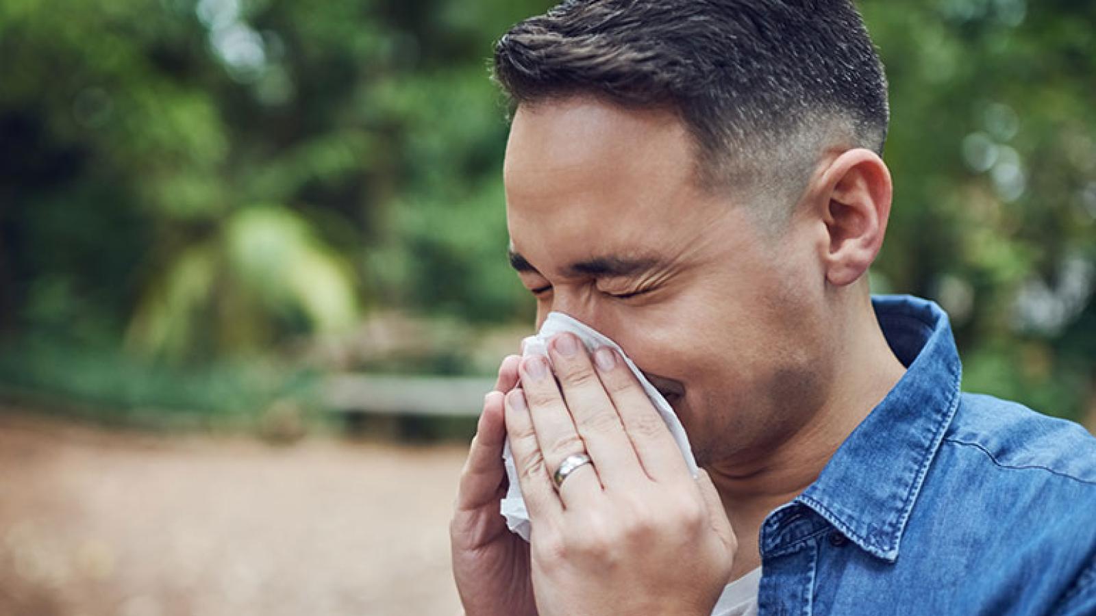 Man sneezing