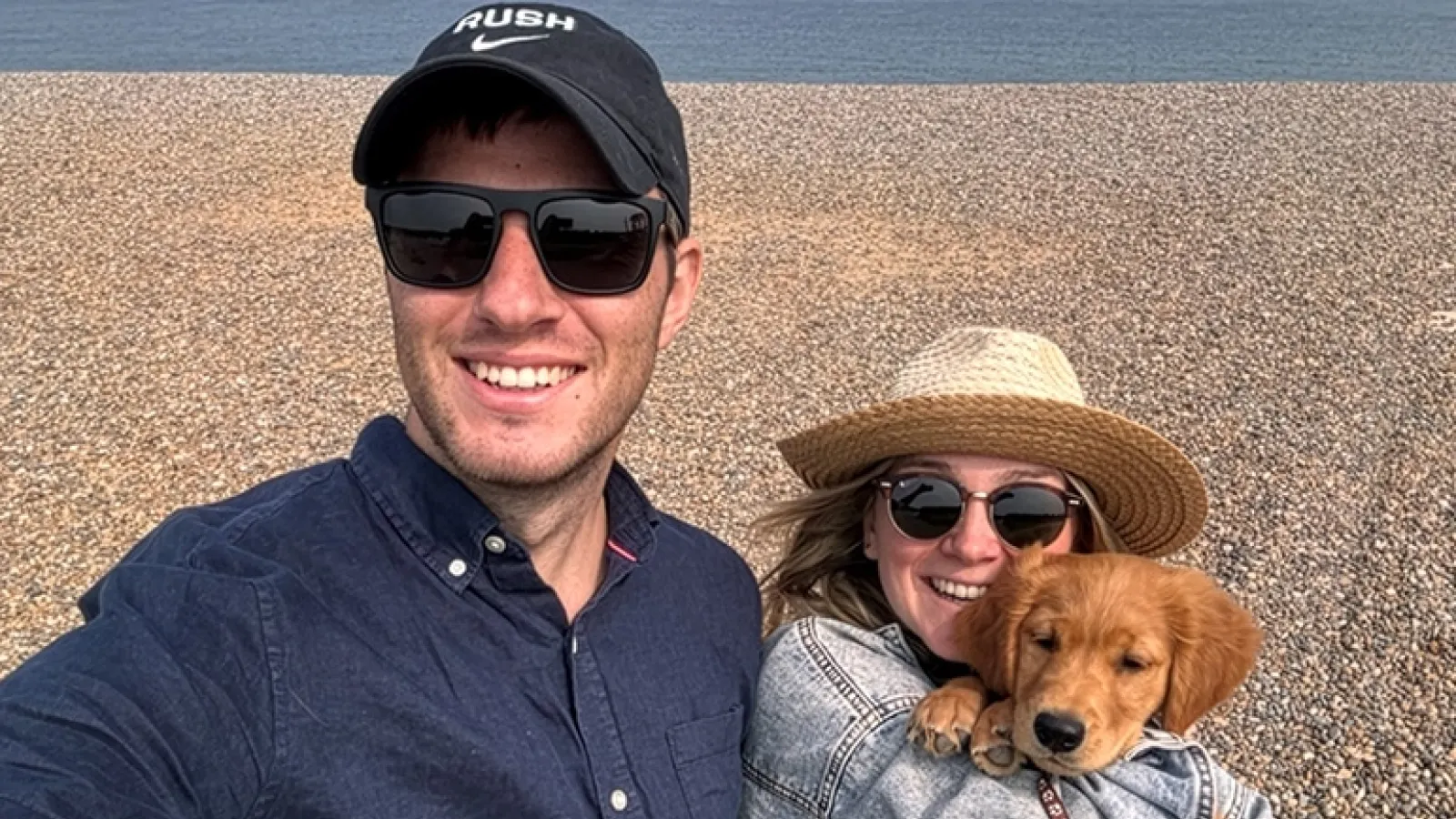 Ned Barker with partner and dog