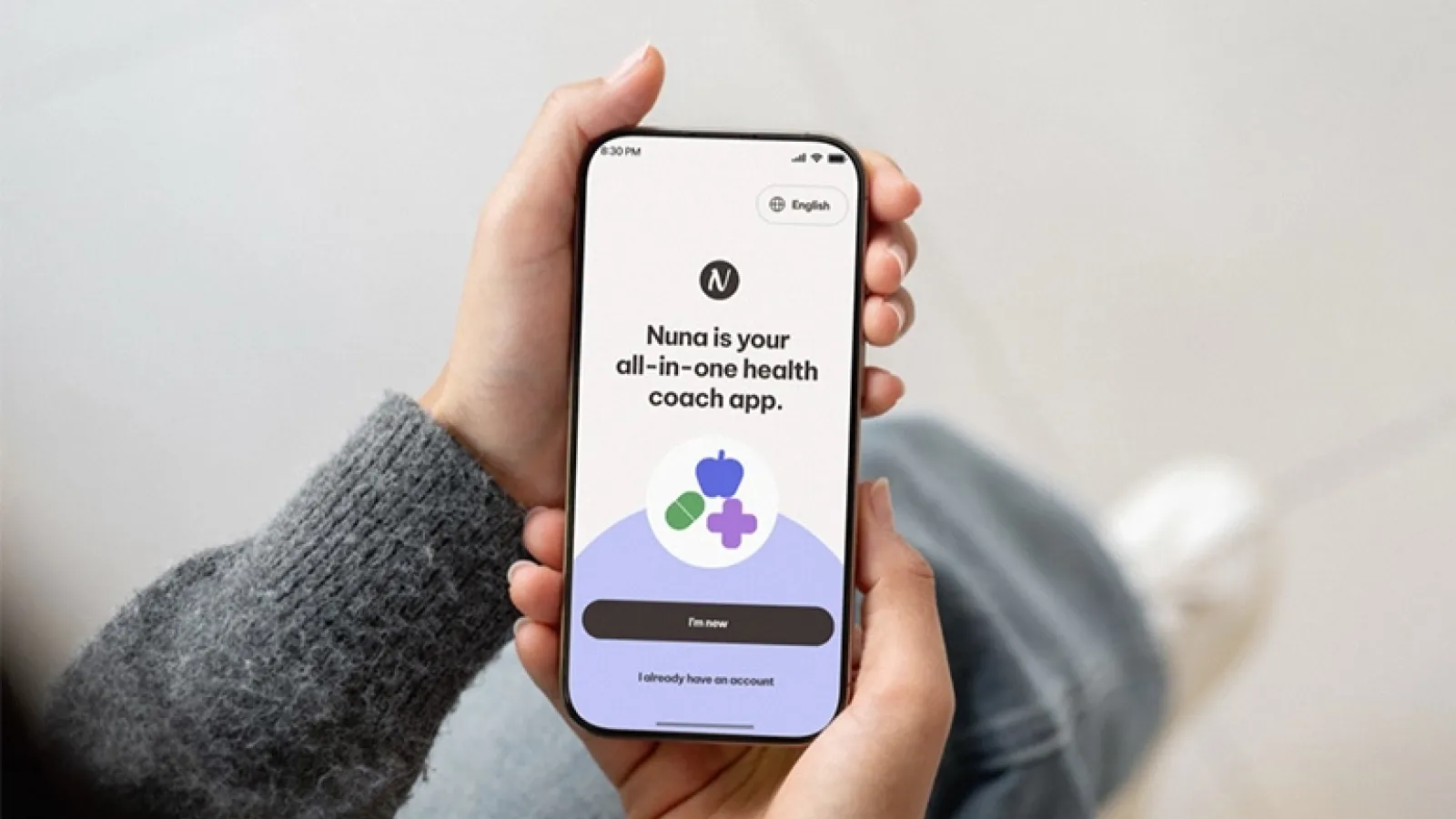 A smartphone displays the Nuna app