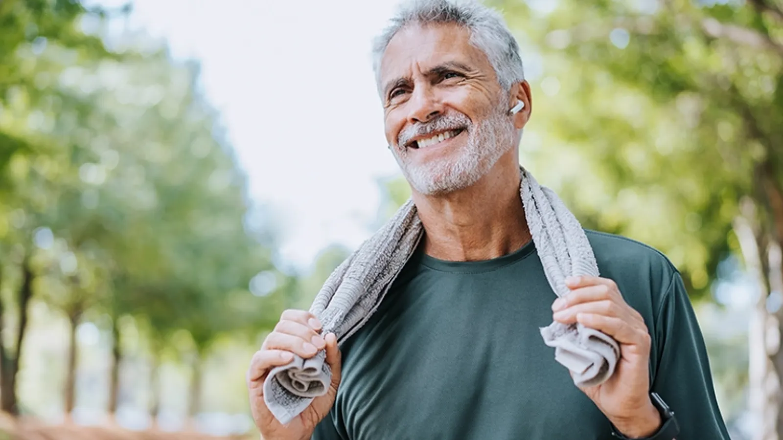 Older adult male exercising