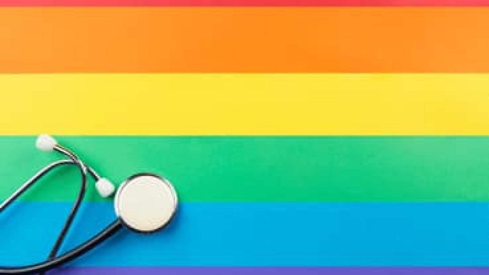 Rainbow flag and stethoscope