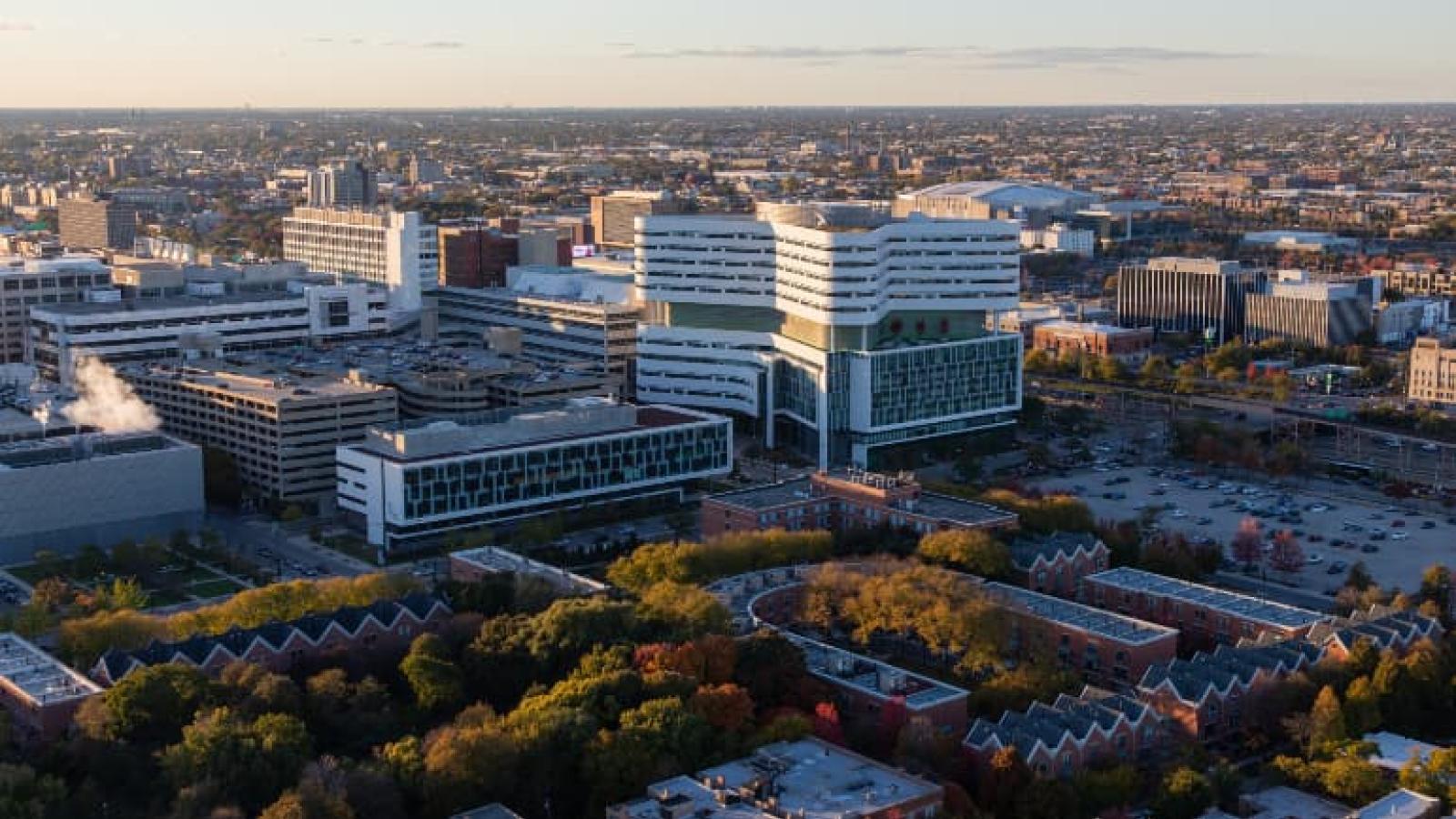 Aerial view of the Rush tower