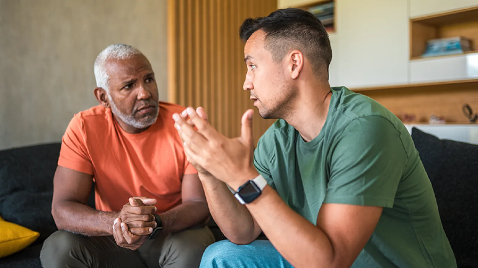 Two men talking
