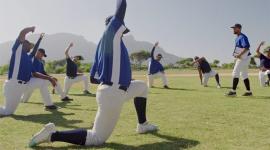 Sports team stretching