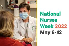 Nurses Week, a nurse speaks with a patient