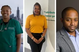 From left to right, Rush College of Nursing students Tawana Ellington, KimberLee Goodar and Anthony Mask