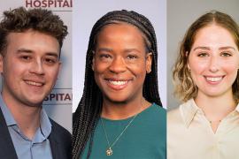 Three photos depict, left to right, Bart Stefaniuk, Ashley Roche and Hannah Allen.