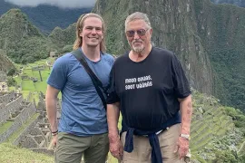 Antti Talvitie with son at Machu Picchu