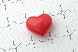 Heart symbol on top of an electrocardiogram readout