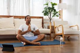 Man exercising at home