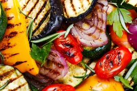 Many grilled vegetables in a variety of colors