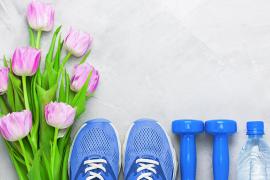 Tulips with exercise equipment