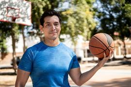 Man playing basketball