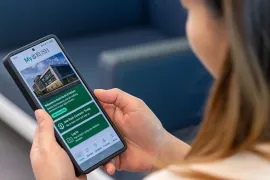 Woman using My Rush app