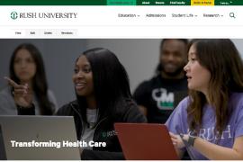 Screen shot of the RUSH University website home page