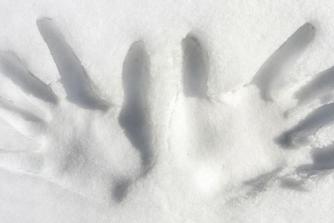 Hand imprints in snow