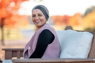 Woman sitting outside