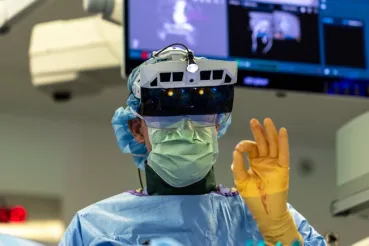 Dr. Jonathan O'Toole wears a headset over his eyes