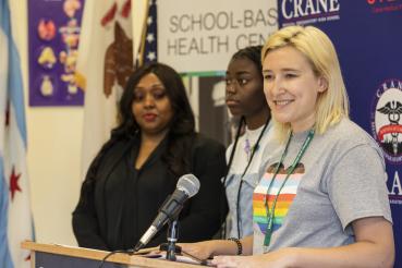 RUSH social worker joins student and principal at anti-violence event