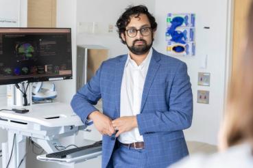 Arka Mallela, MD, MS, assistant professor, Department of Neurological Surgery, explains brain mapping