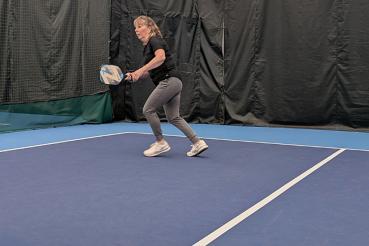 Terri Keckler playing pickleball