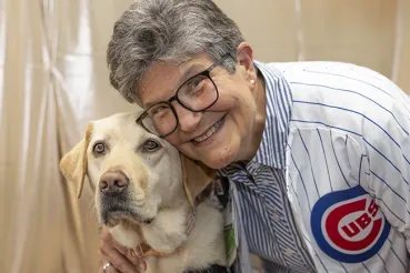 Jean Silvestri with Tyra, the facility dog