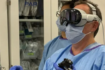 Irving Waxman, MD, using VR goggles