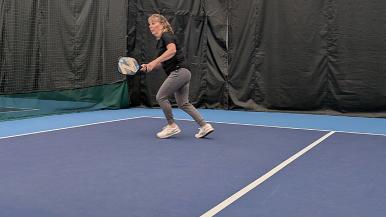 Terri Keckler playing pickleball
